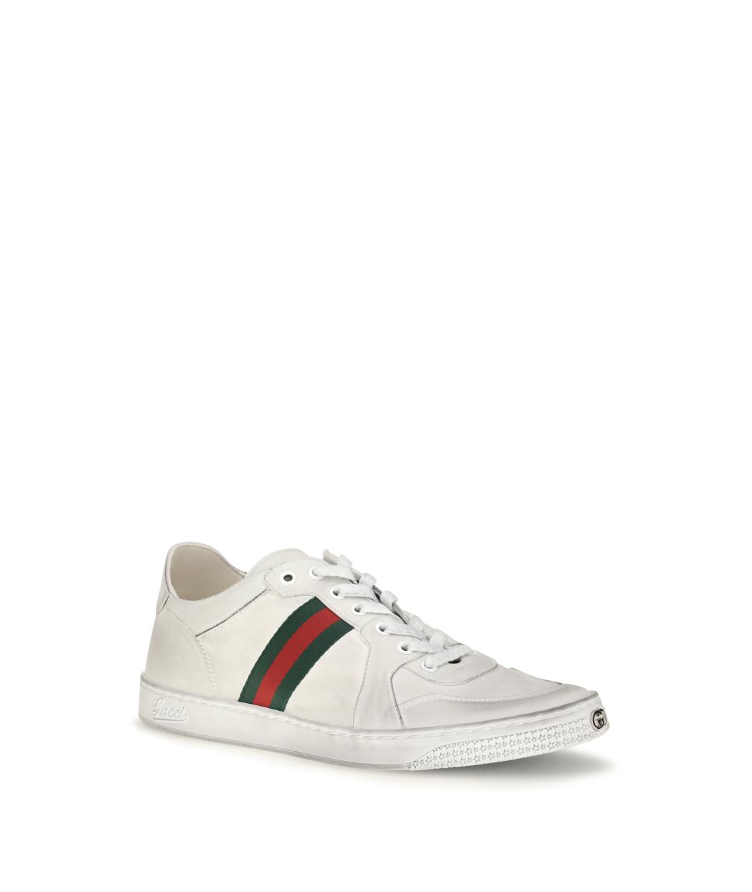 GUCCI Белые кожаные низкие кроссовки / кеды, фото 2