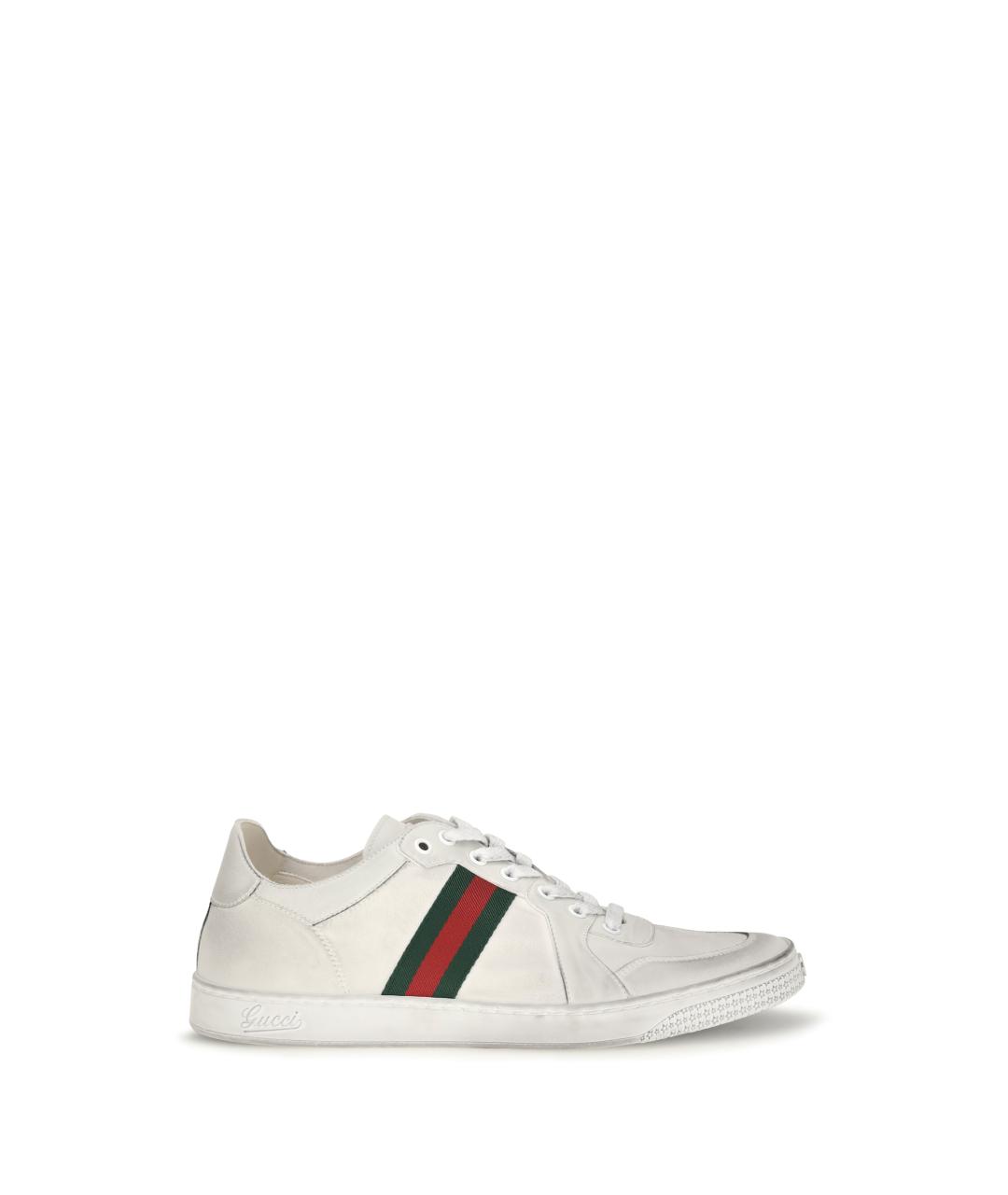 GUCCI Белые кожаные низкие кроссовки / кеды, фото 1