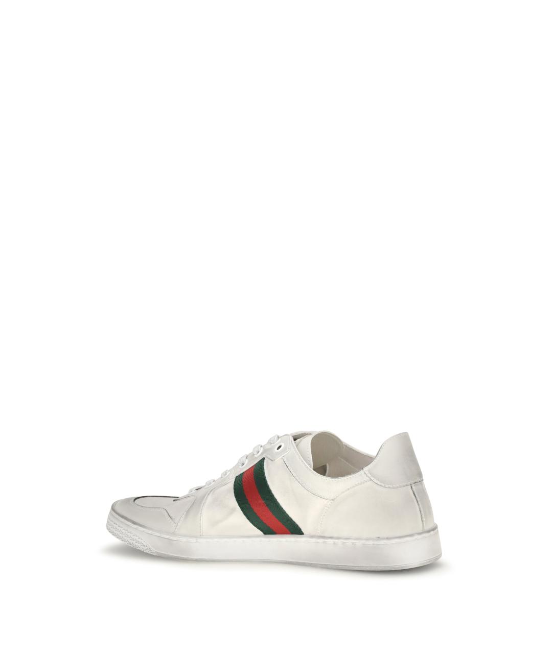 GUCCI Белые кожаные низкие кроссовки / кеды, фото 3