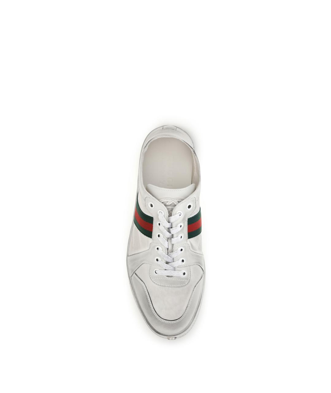 GUCCI Белые кожаные низкие кроссовки / кеды, фото 4