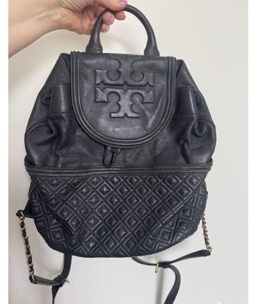TORY BURCH Черный кожаный рюкзак, фото 2