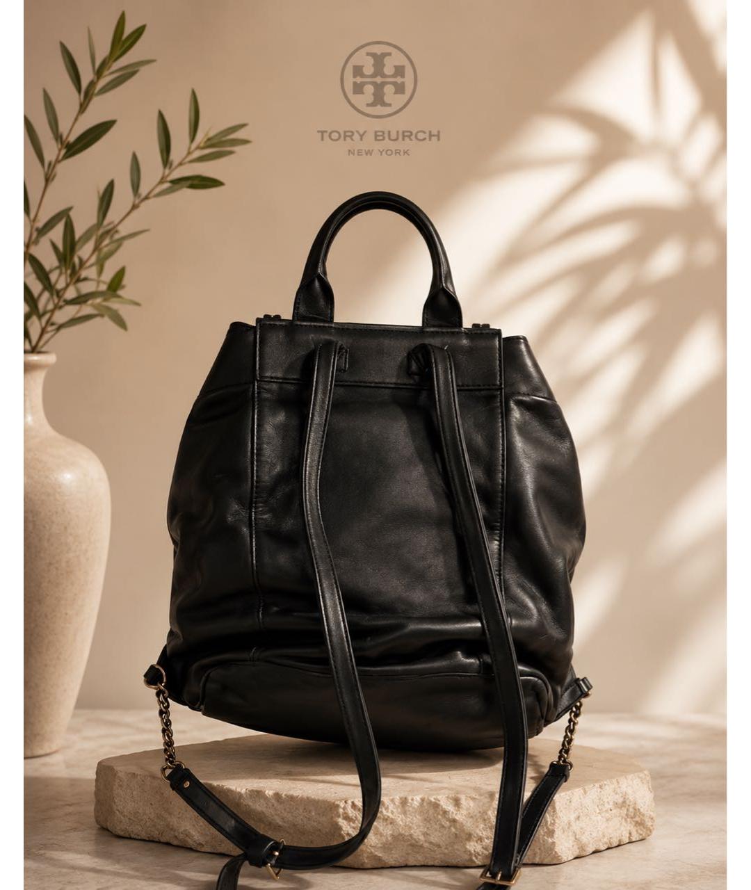 TORY BURCH Черный кожаный рюкзак, фото 3