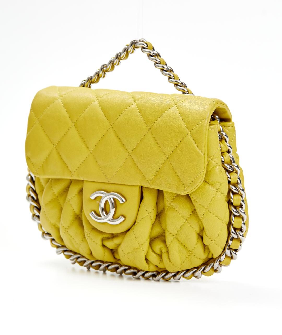 CHANEL Желтая кожаная сумка через плечо, фото 4
