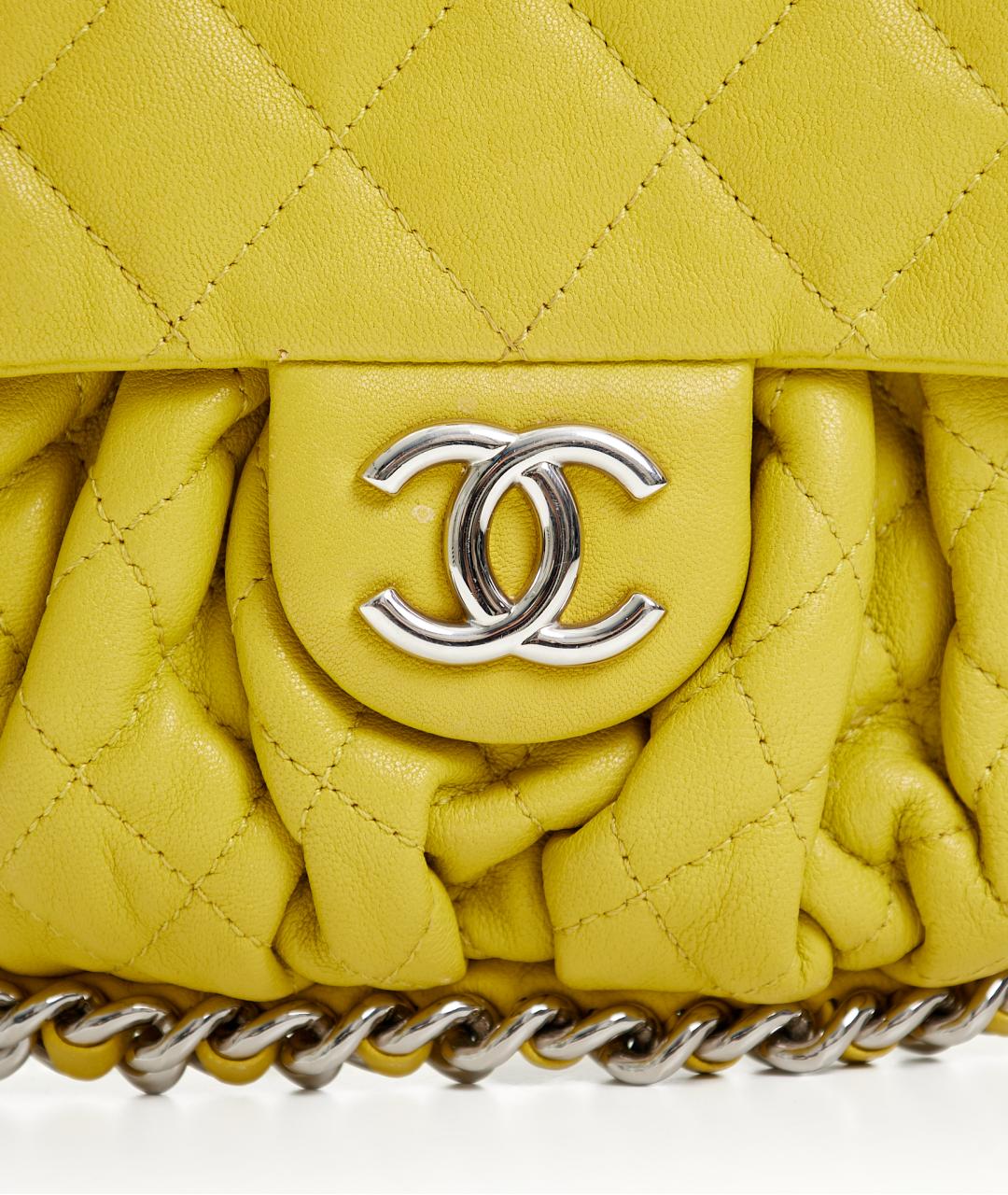 CHANEL Желтая кожаная сумка через плечо, фото 3