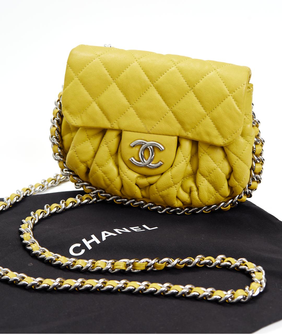 CHANEL Желтая кожаная сумка через плечо, фото 8