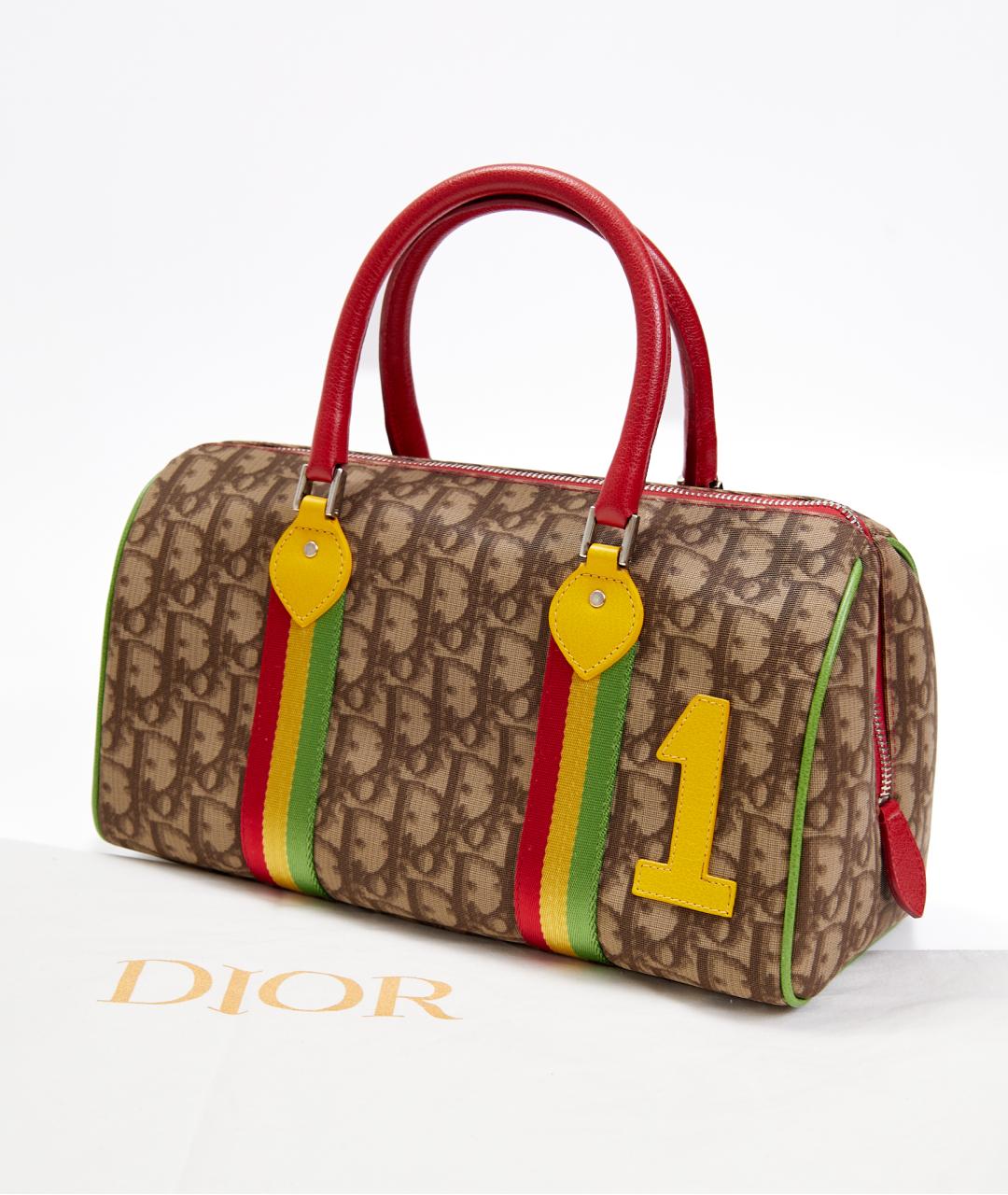 CHRISTIAN DIOR Бежевая тканевая сумка с короткими ручками, фото 6