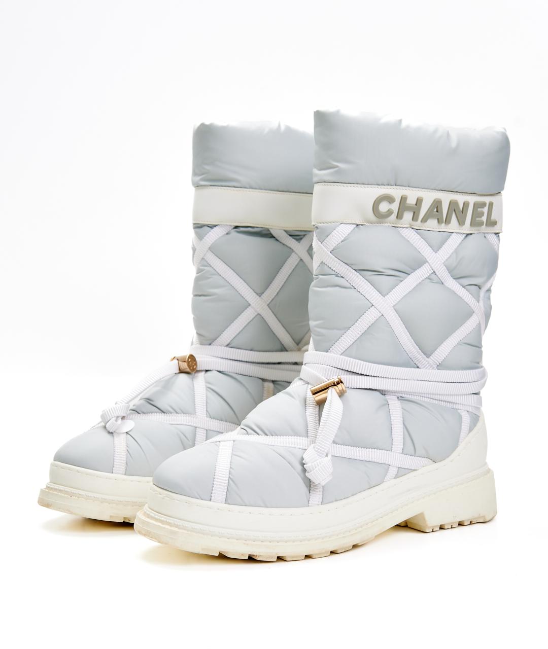 CHANEL Серые текстильные сапоги, фото 2