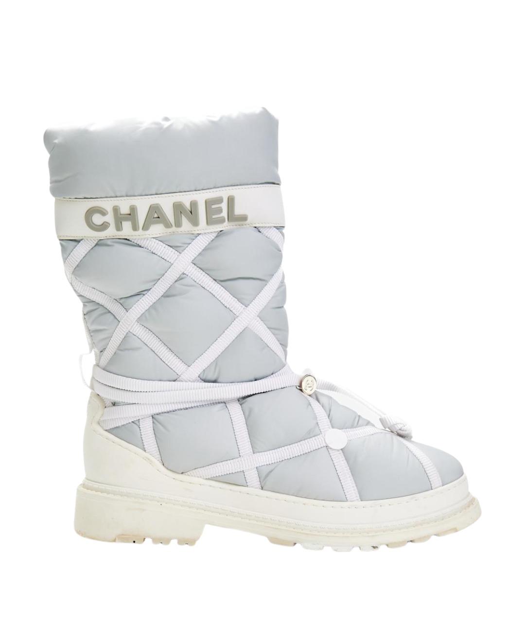 CHANEL Серые текстильные сапоги, фото 1