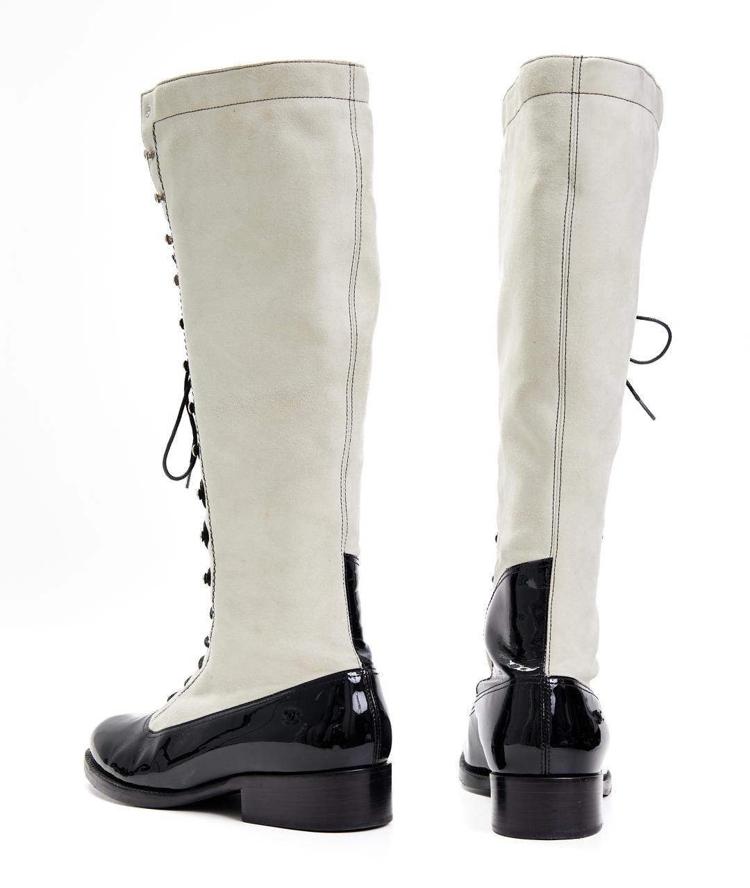 CHANEL Белые кожаные сапоги, фото 4