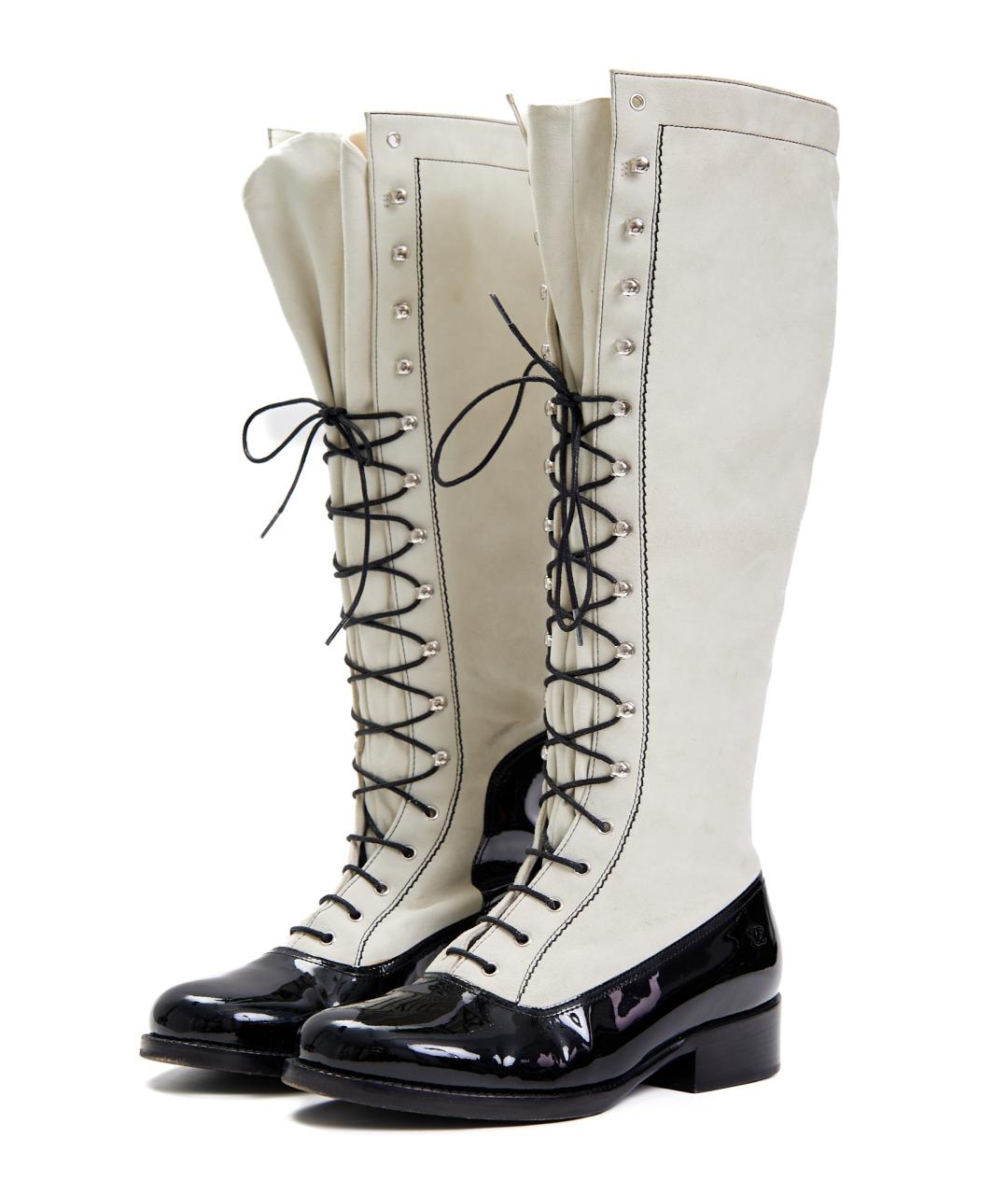 CHANEL Белые кожаные сапоги, фото 3