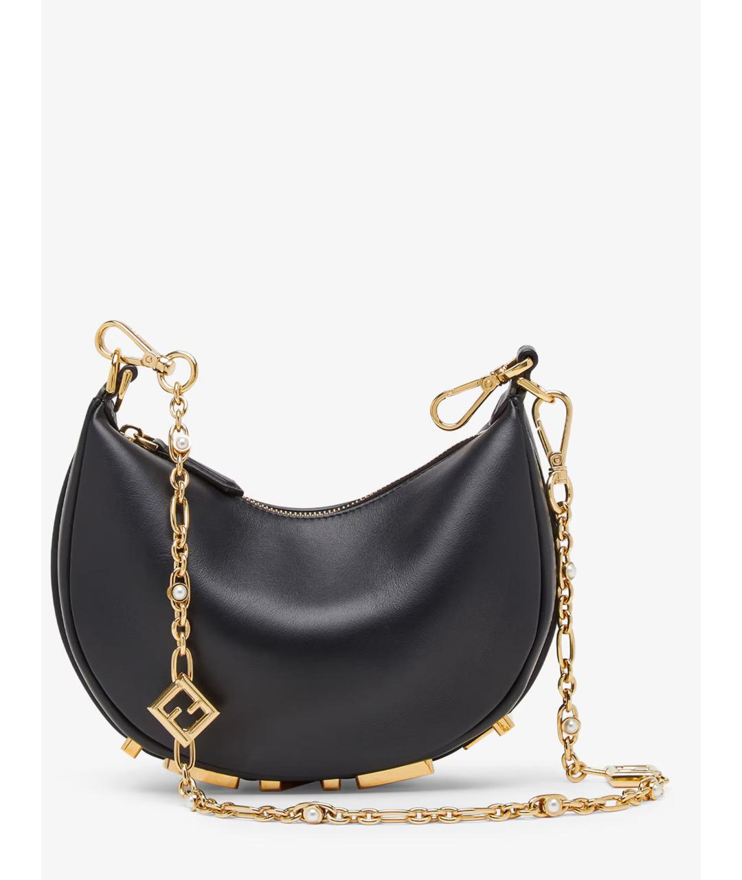 FENDI Черная кожаная сумка через плечо, фото 5