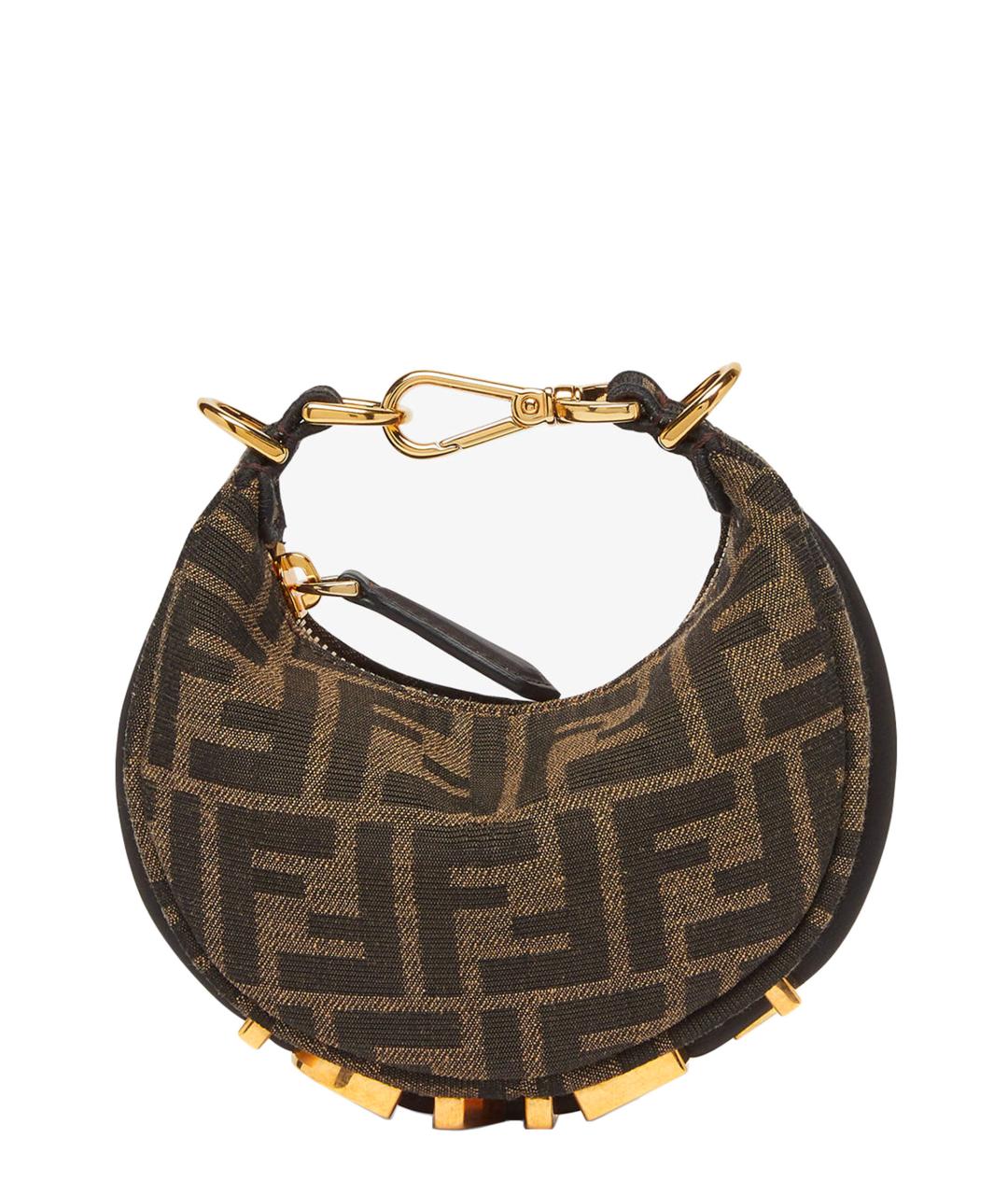 FENDI Коричневая канва сумка с короткими ручками, фото 2