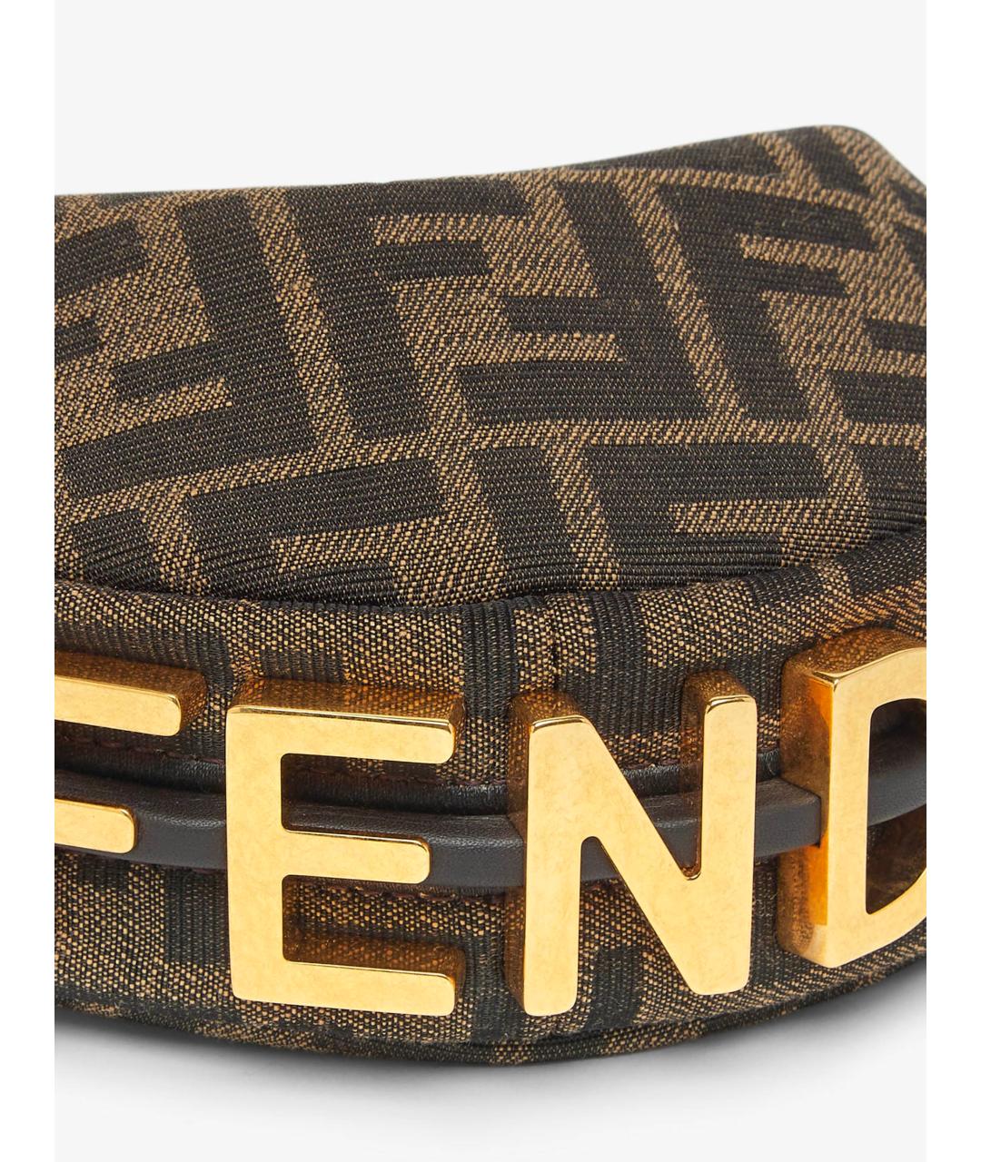 FENDI Коричневая канва сумка с короткими ручками, фото 3
