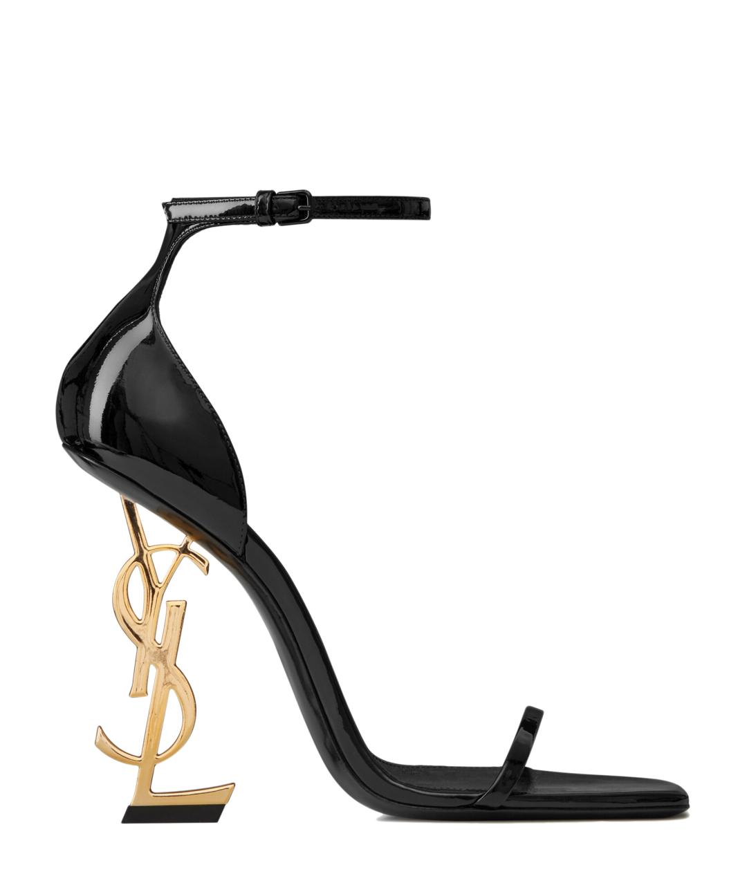 SAINT LAURENT Черные кожаные босоножки, фото 1