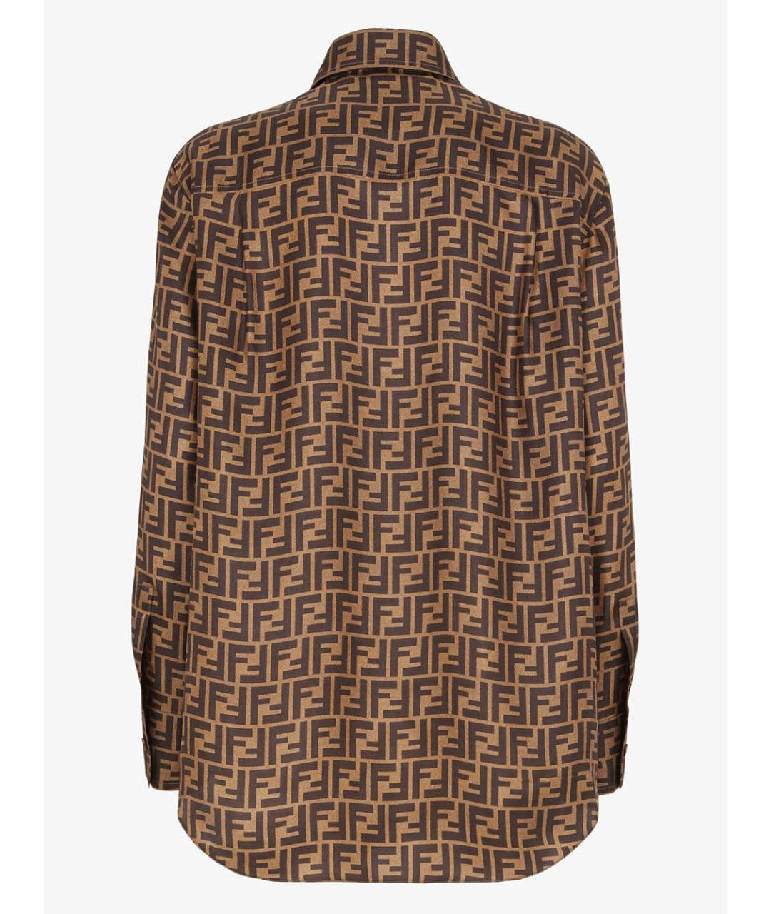 FENDI Коричневая шелковая рубашка, фото 3