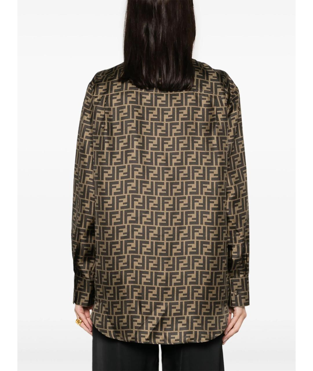 FENDI Коричневая шелковая рубашка, фото 4