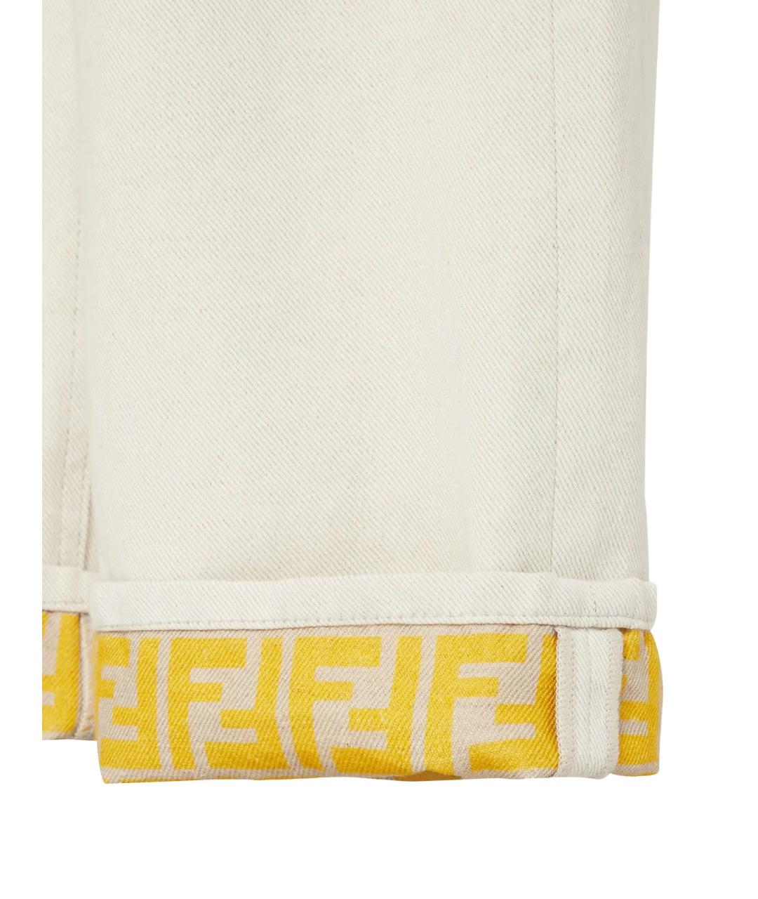 FENDI Бежевые хлопковые прямые джинсы, фото 4