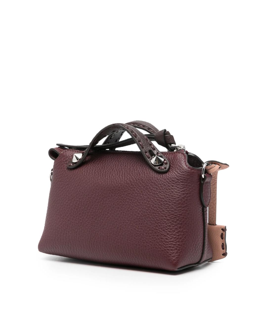 FENDI Бордовая кожаная сумка тоут, фото 3