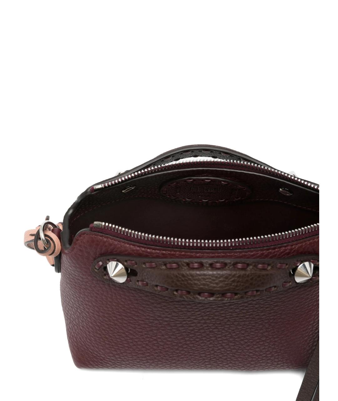 FENDI Бордовая кожаная сумка тоут, фото 5