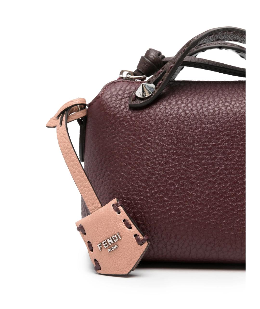 FENDI Бордовая кожаная сумка тоут, фото 4