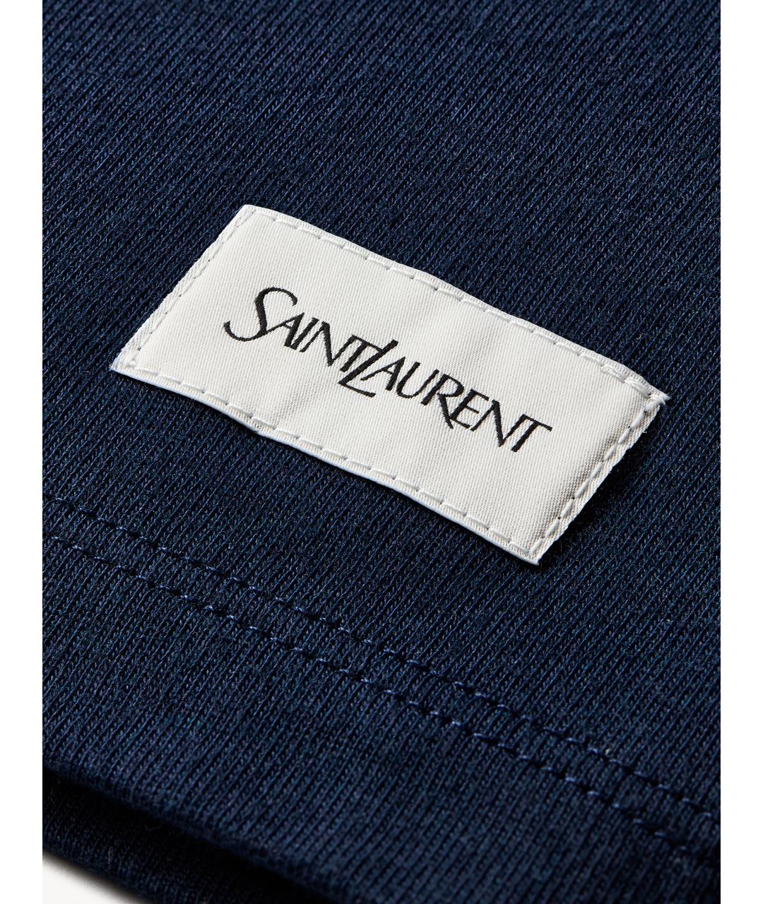 SAINT LAURENT Синяя хлопковая футболка, фото 3