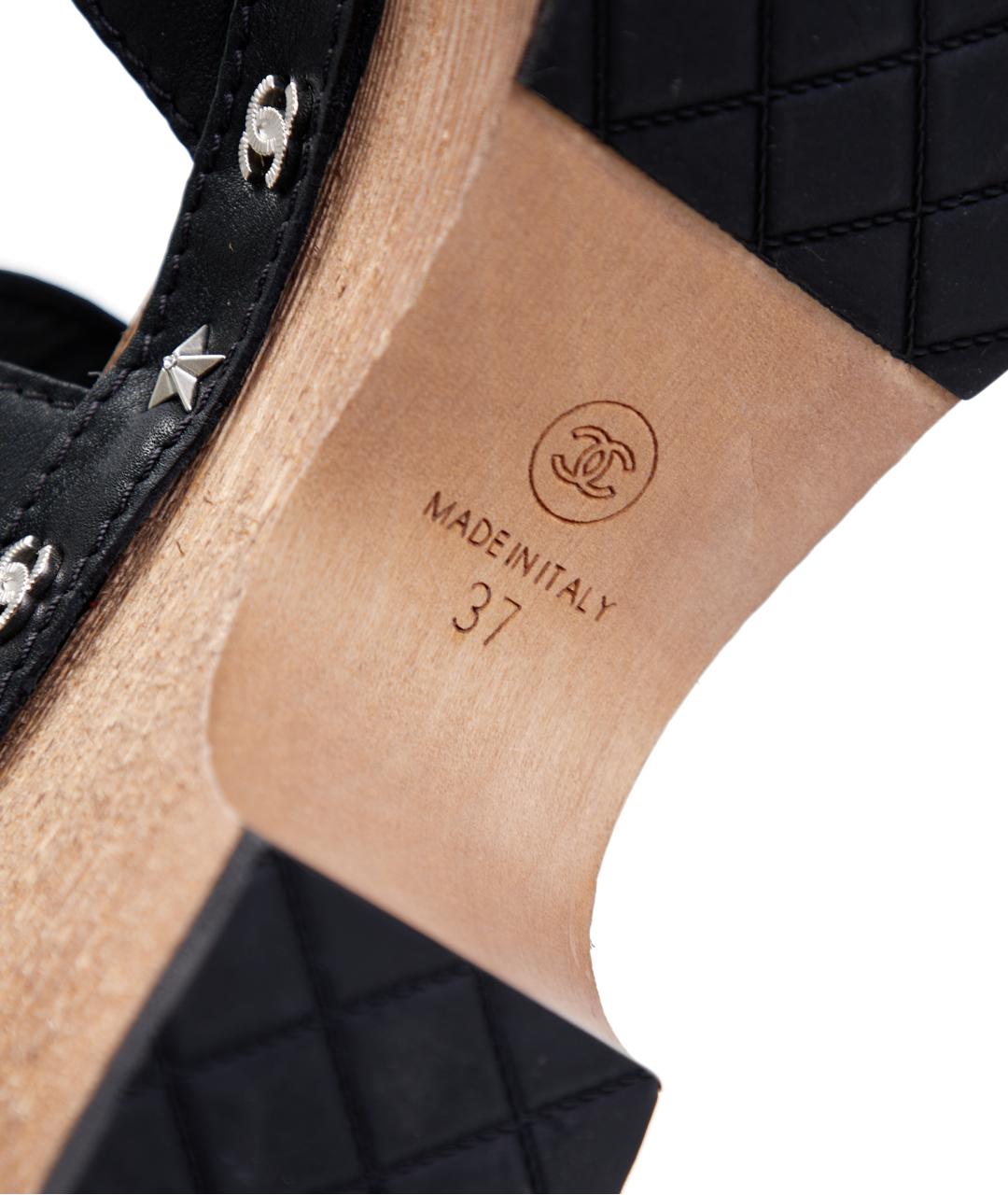CHANEL Черные кожаные сандалии, фото 6