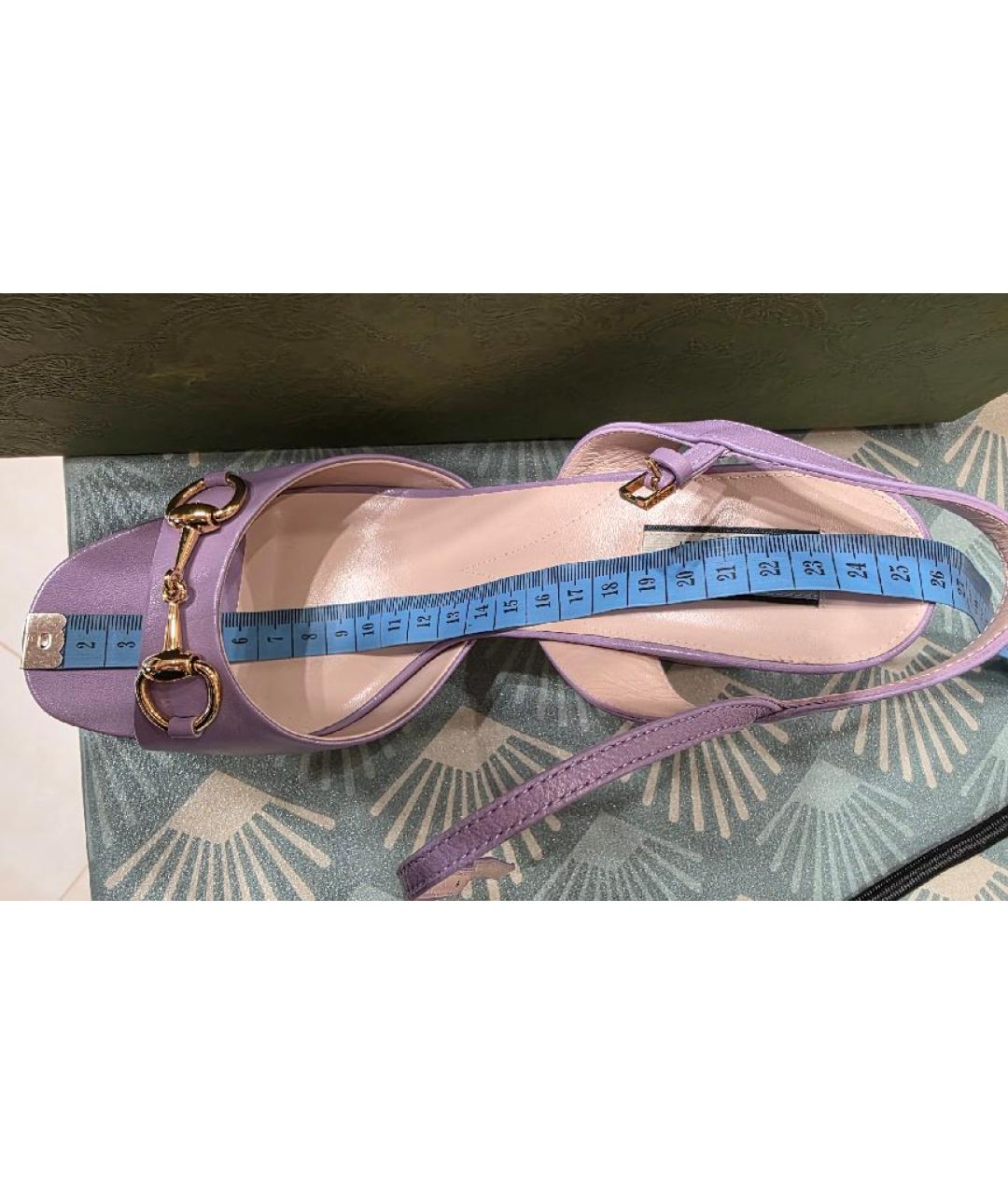 GUCCI Фиолетовые кожаные босоножки, фото 6