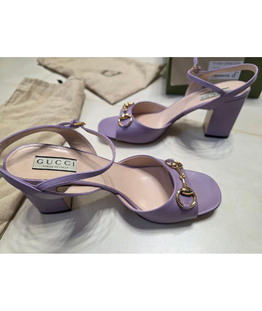 GUCCI Фиолетовые кожаные босоножки, фото 8