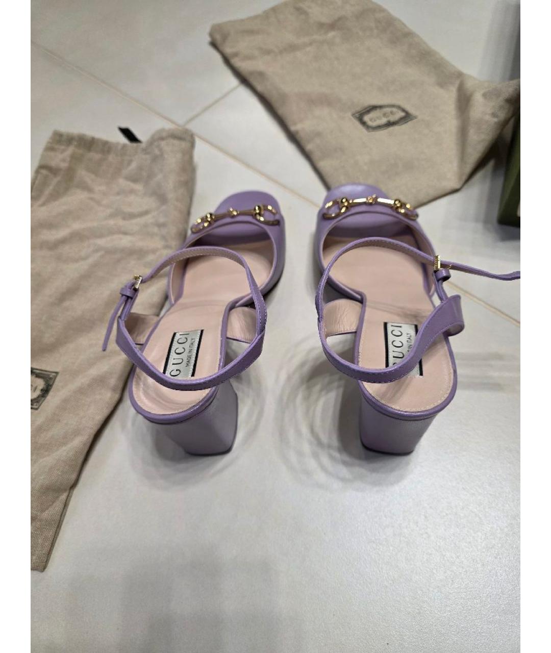 GUCCI Фиолетовые кожаные босоножки, фото 3