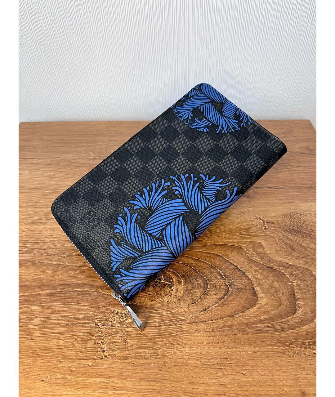 LOUIS VUITTON Черный кожаный кошелек, фото 8