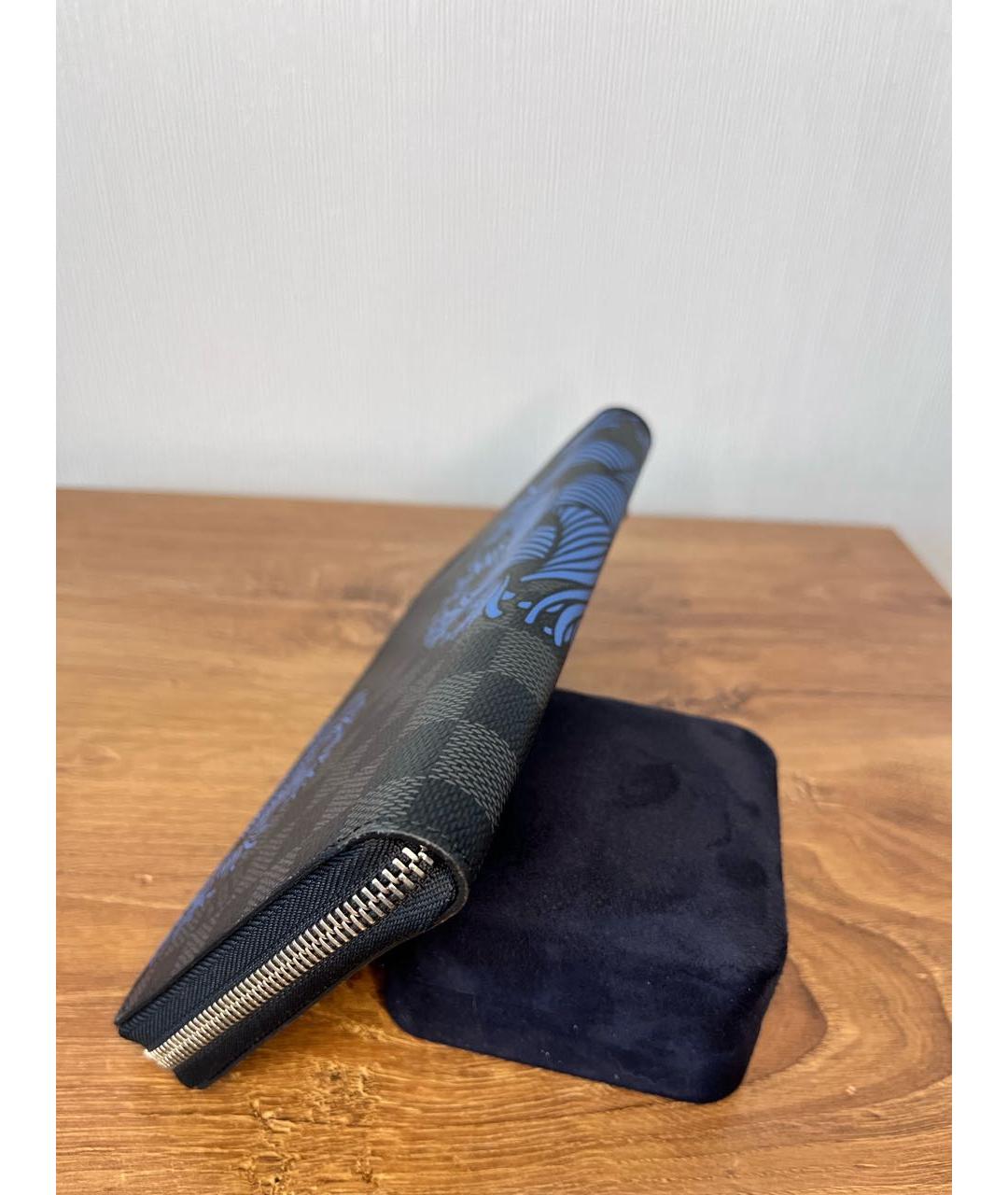 LOUIS VUITTON Черный кожаный кошелек, фото 7