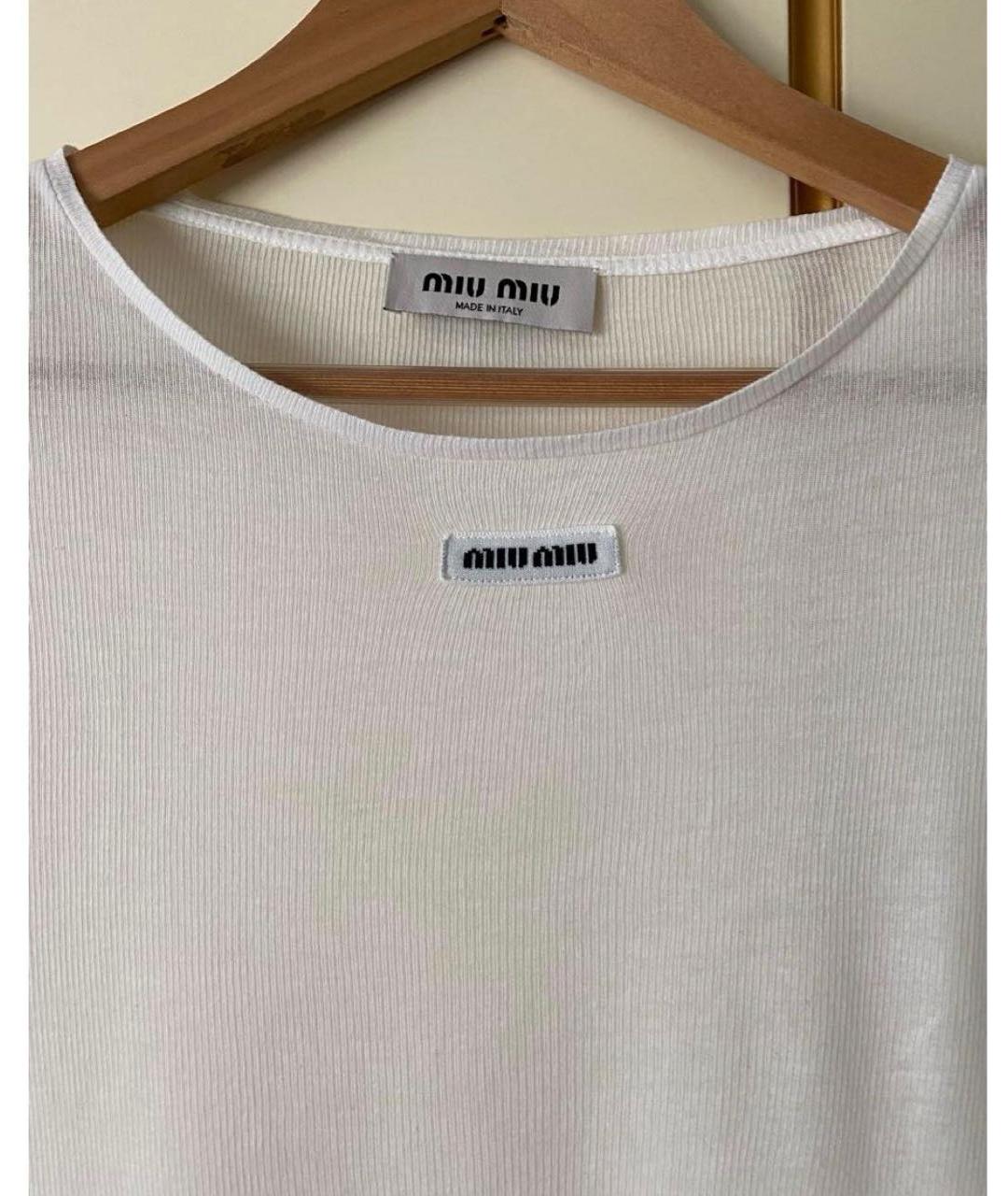 MIU MIU Белое хлопковое повседневное платье, фото 3