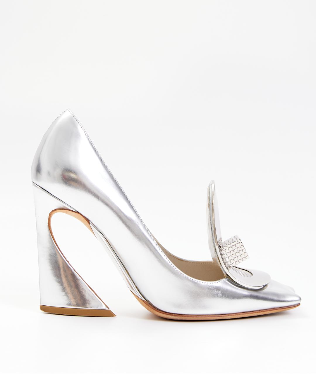 CHRISTIAN DIOR Серебряные кожаные туфли, фото 5