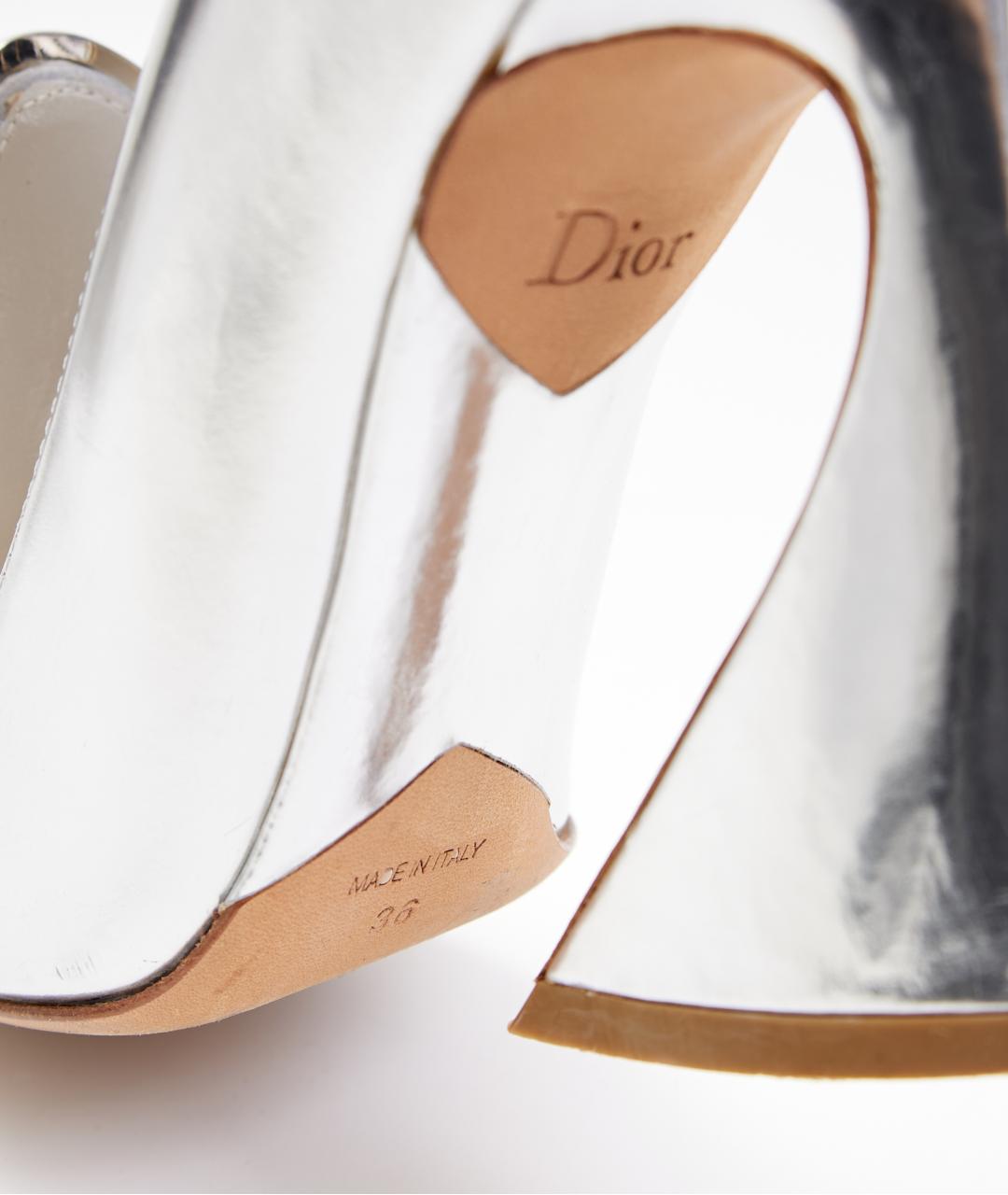 CHRISTIAN DIOR Серебряные кожаные туфли, фото 4