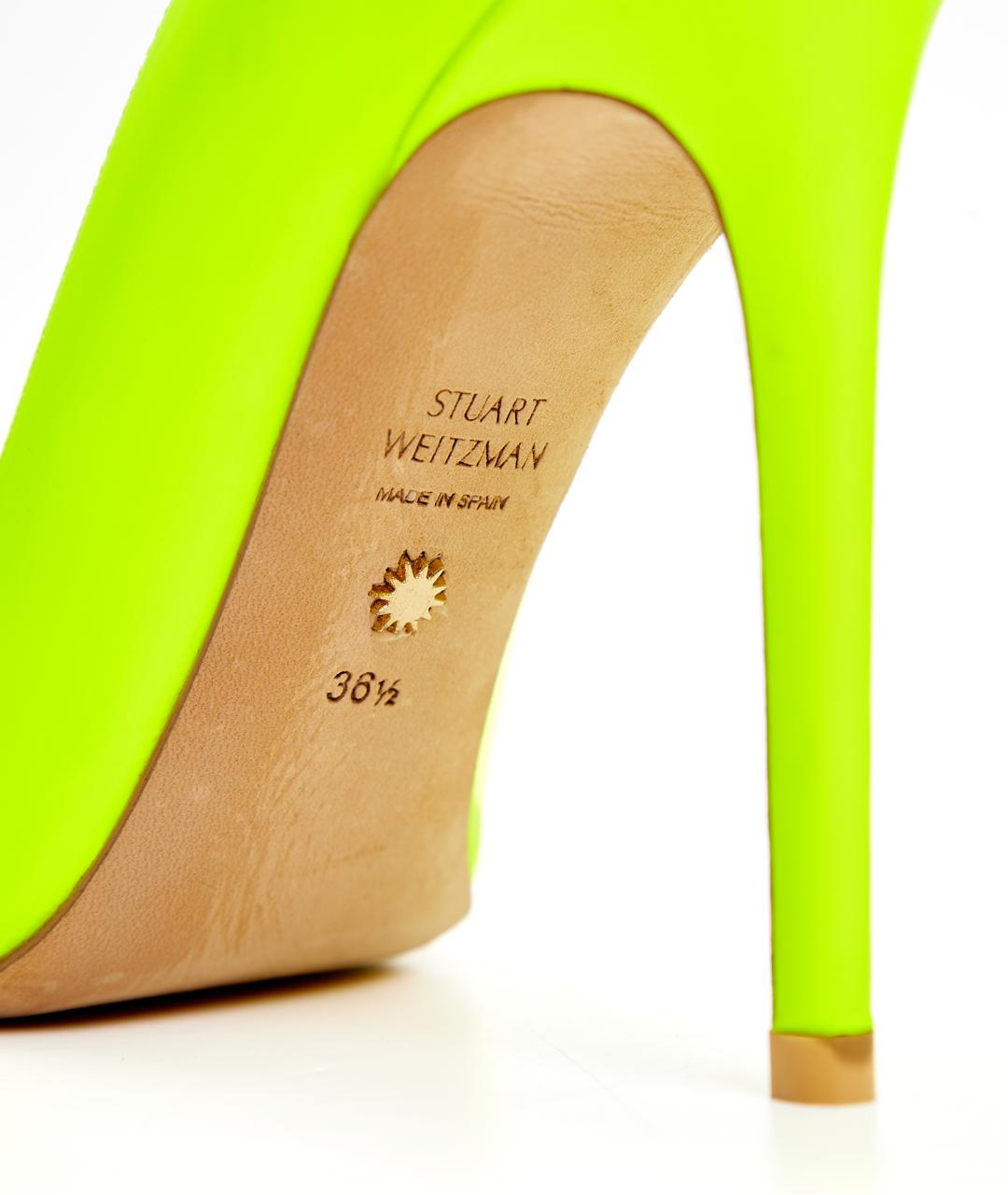 STUART WEITZMAN Желтые кожаные туфли, фото 4