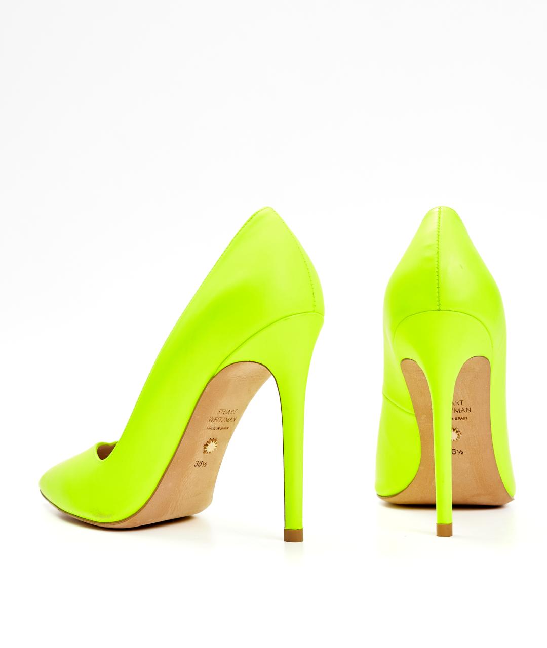 STUART WEITZMAN Желтые кожаные туфли, фото 3