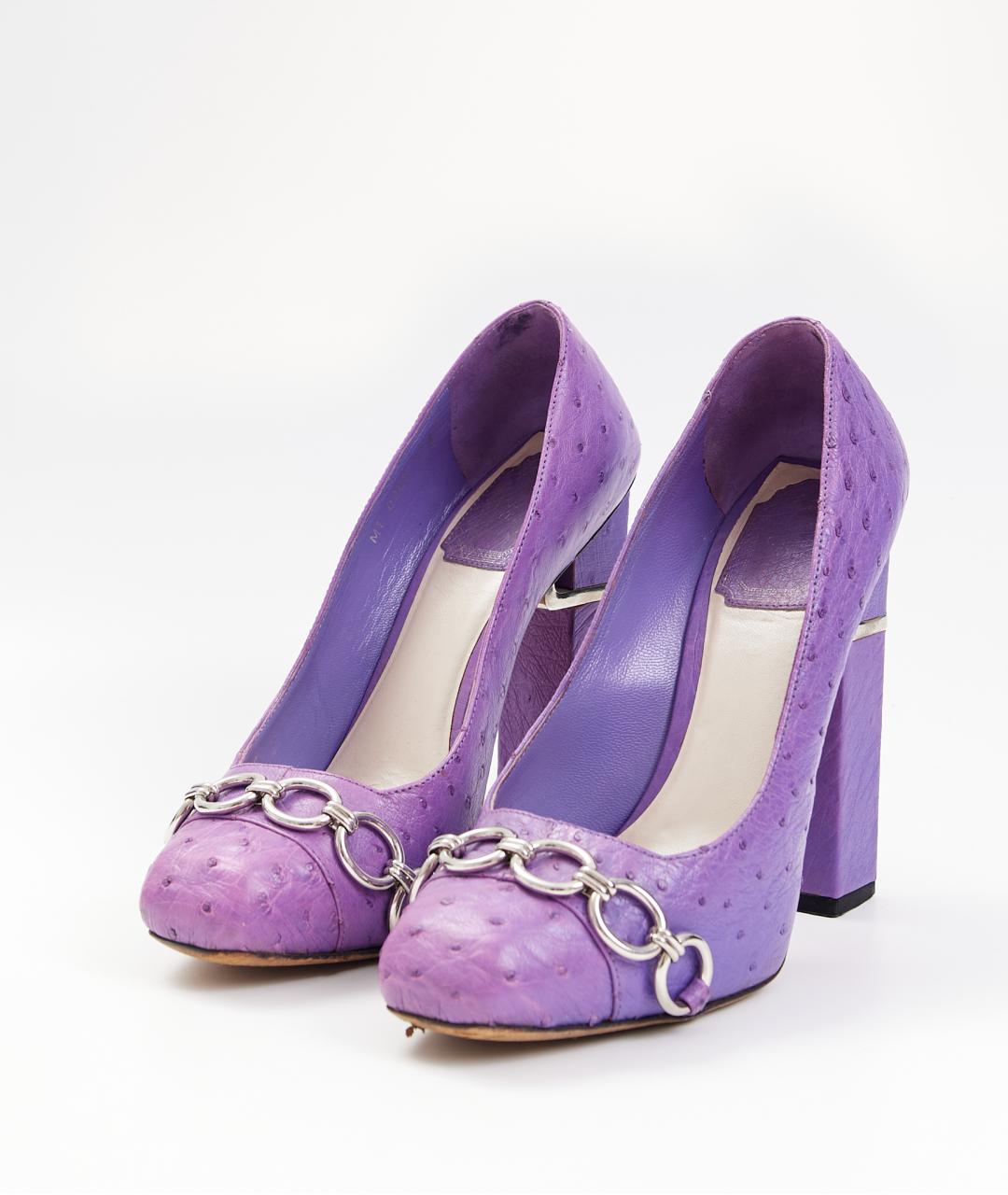 CHRISTIAN DIOR Фиолетовые туфли из кожи страуса, фото 3