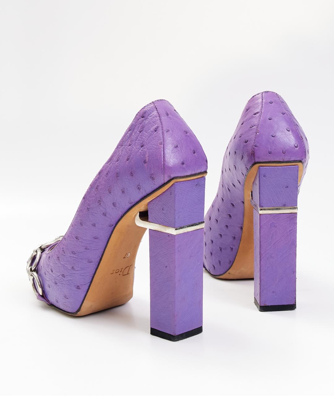 CHRISTIAN DIOR Фиолетовые туфли из кожи страуса, фото 4