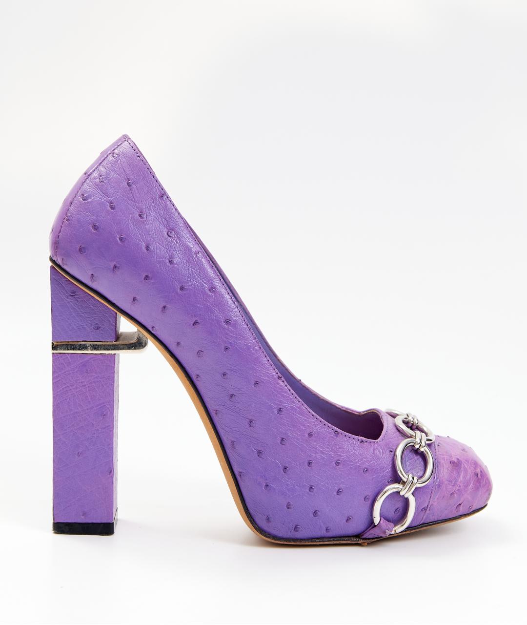 CHRISTIAN DIOR Фиолетовые туфли из кожи страуса, фото 5