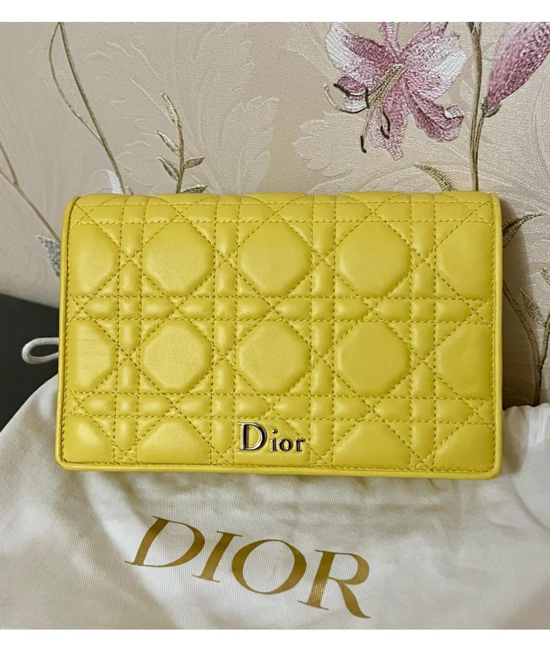 CHRISTIAN DIOR Желтая кожаная сумка через плечо, фото 3