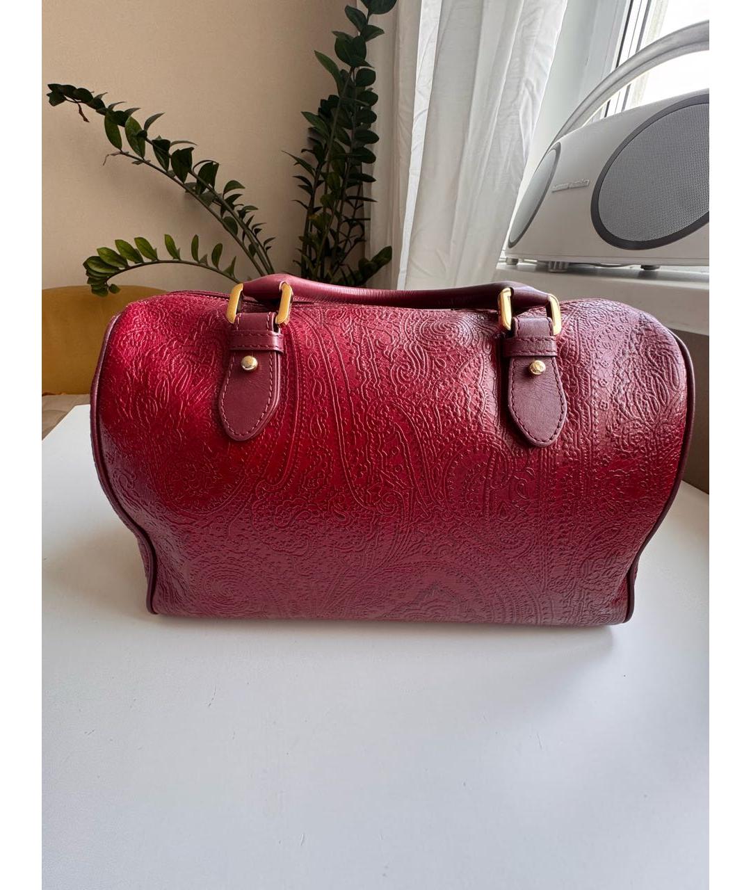 ETRO Бордовая кожаная сумка тоут, фото 5