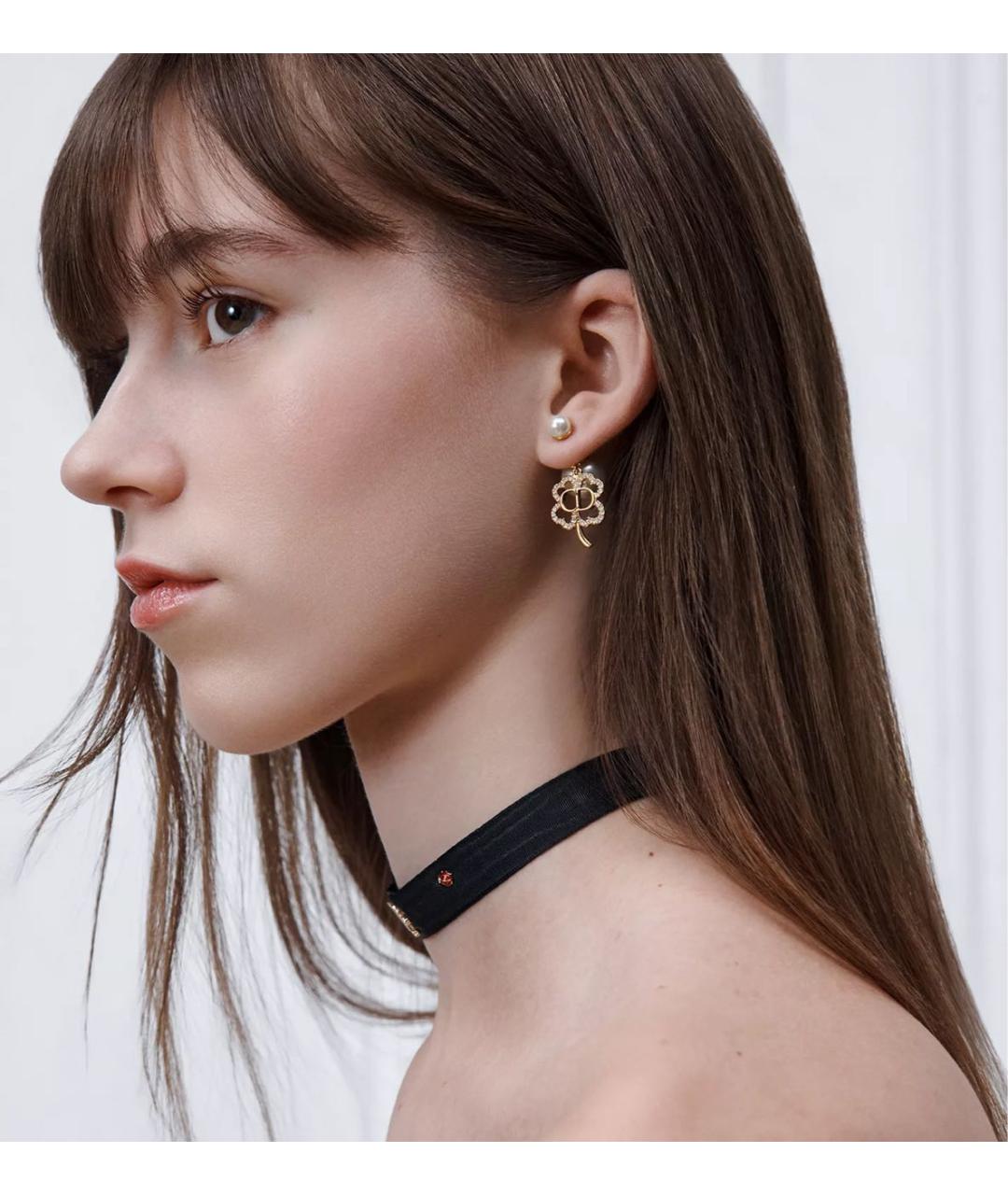 CHRISTIAN DIOR Золотые металлические серьги, фото 2