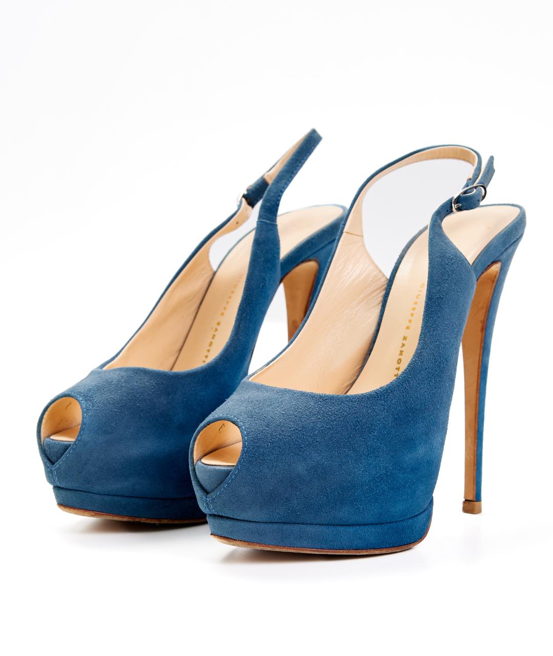 GIUSEPPE ZANOTTI DESIGN Голубые замшевые туфли, фото 2