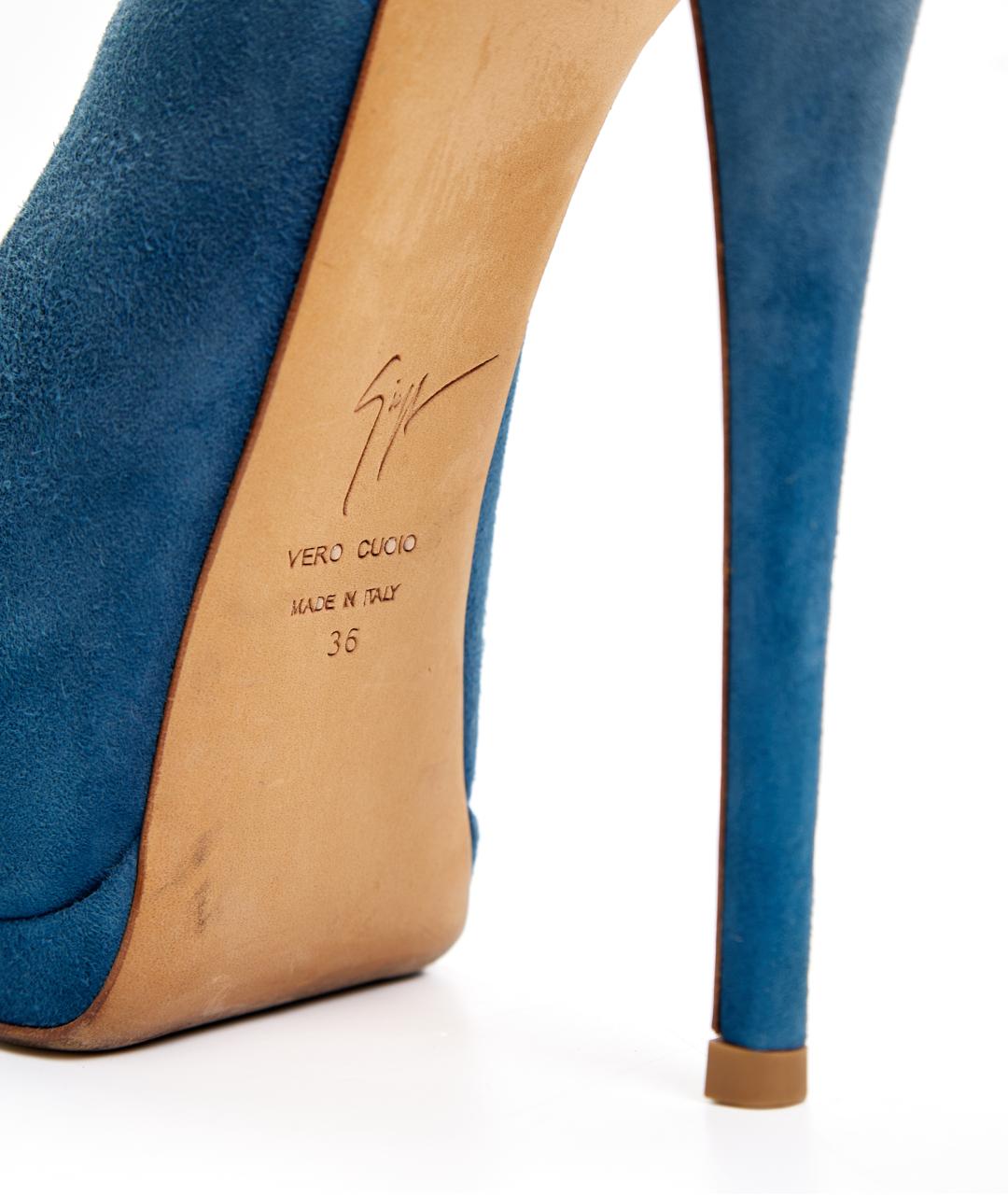 GIUSEPPE ZANOTTI DESIGN Голубые замшевые туфли, фото 4