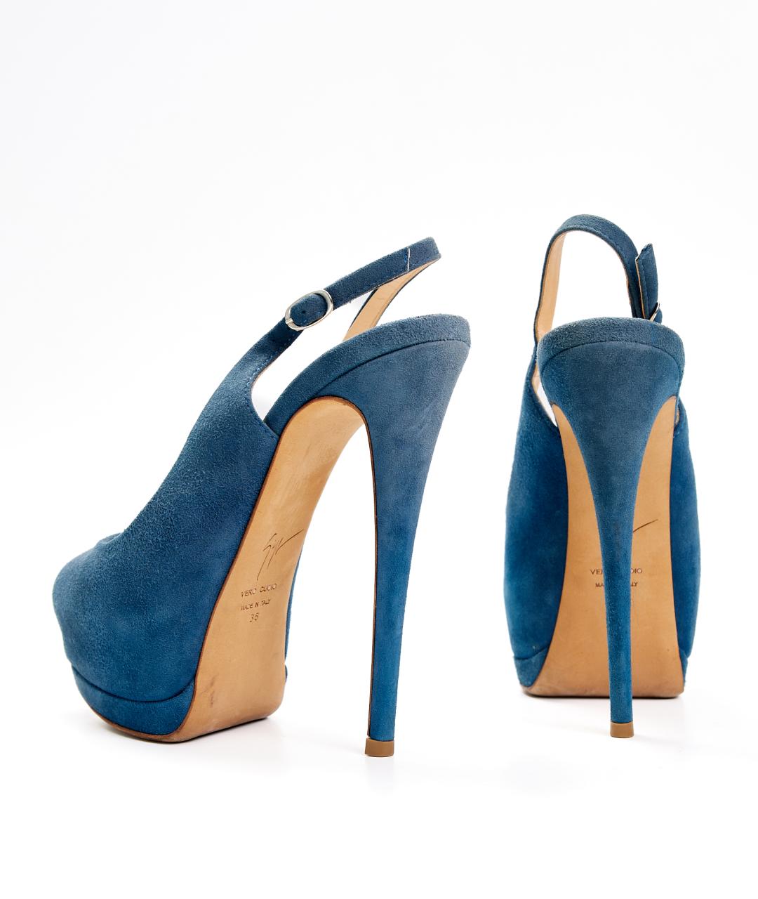 GIUSEPPE ZANOTTI DESIGN Голубые замшевые туфли, фото 3