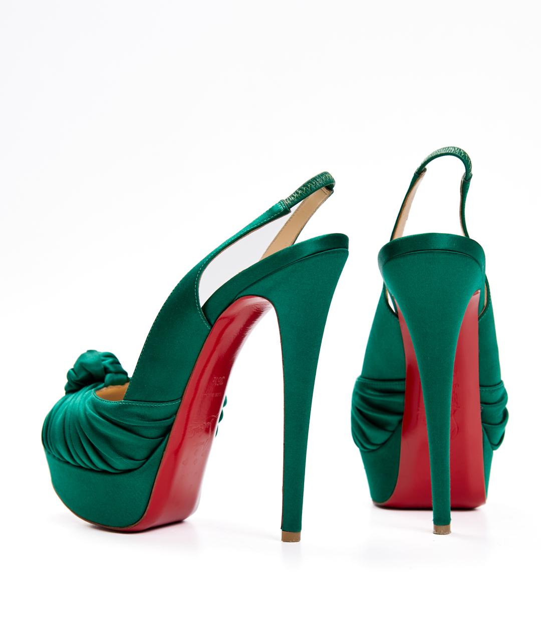 CHRISTIAN LOUBOUTIN Зеленые текстильные туфли, фото 3