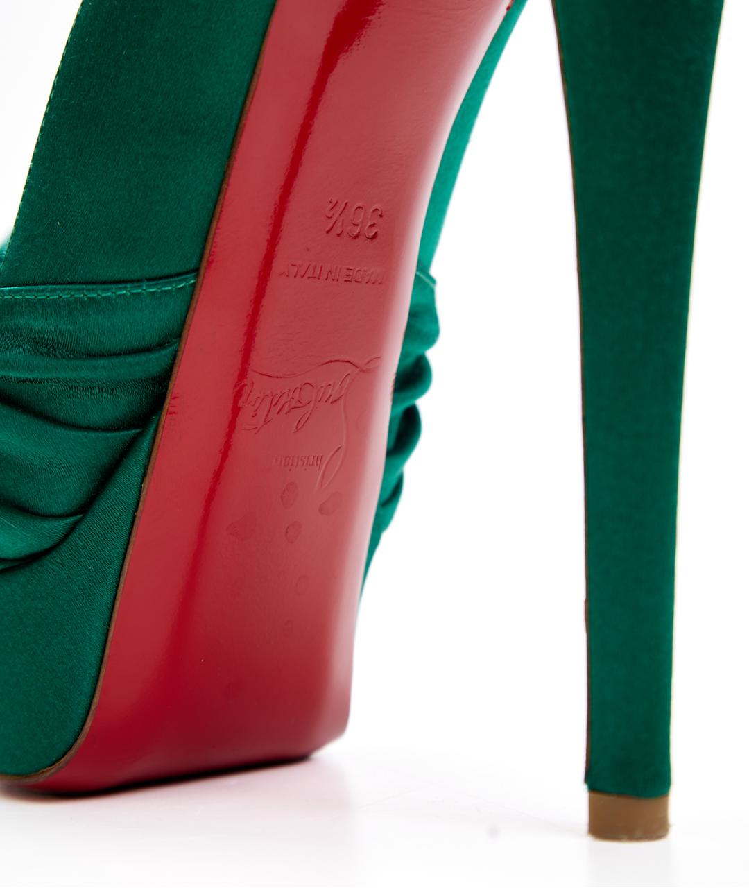 CHRISTIAN LOUBOUTIN Зеленые текстильные туфли, фото 4