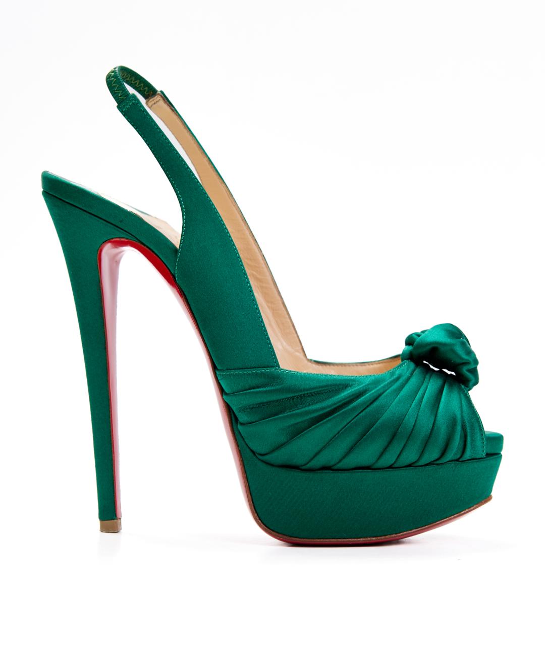 CHRISTIAN LOUBOUTIN Зеленые текстильные туфли, фото 5