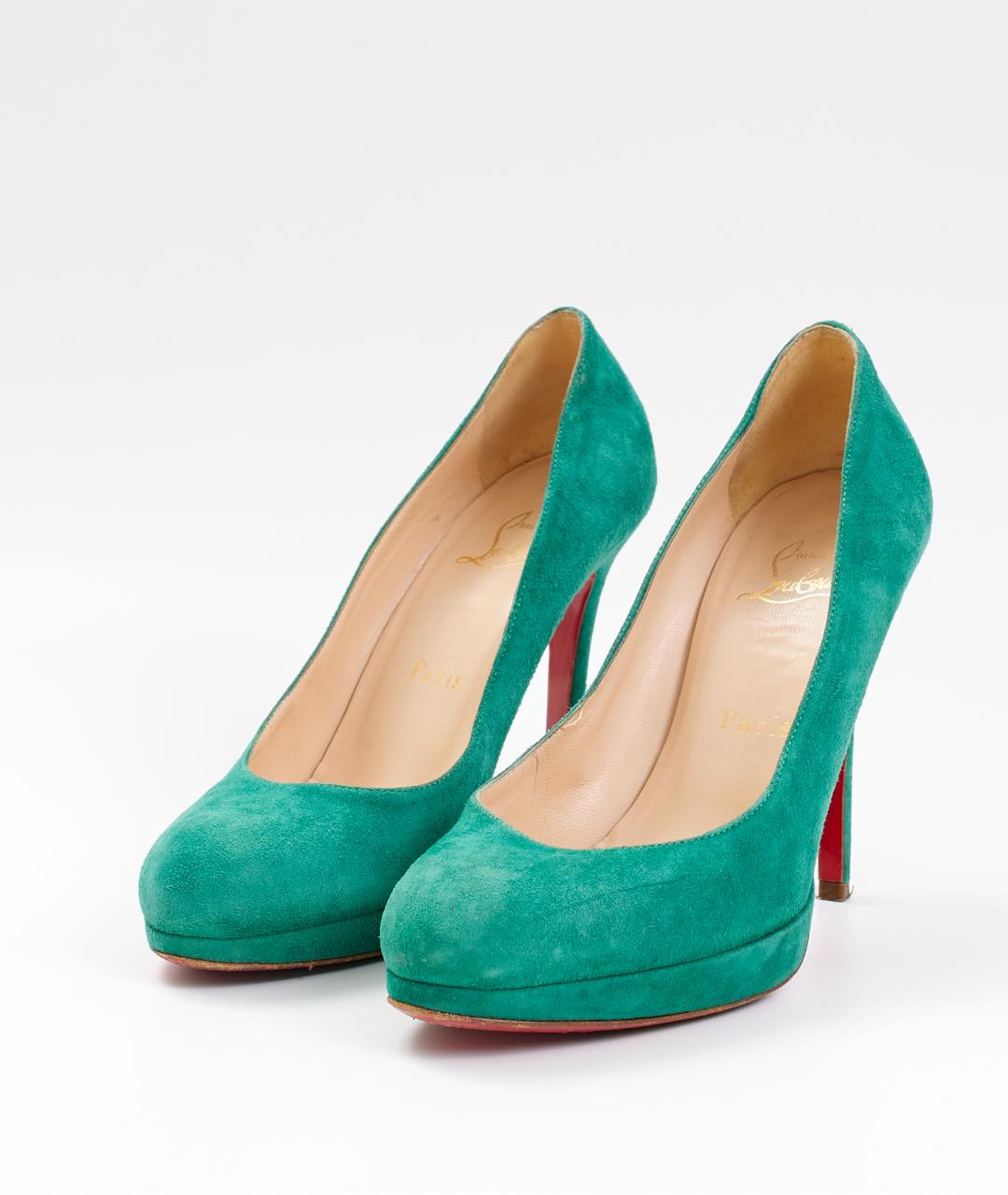 CHRISTIAN LOUBOUTIN Зеленые замшевые туфли, фото 2
