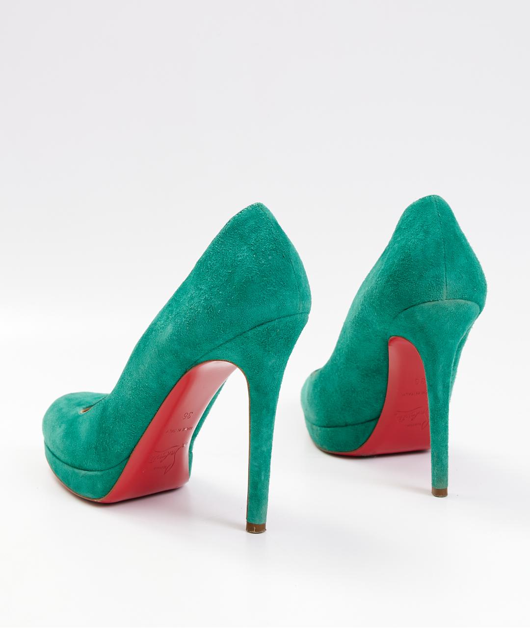CHRISTIAN LOUBOUTIN Зеленые замшевые туфли, фото 3